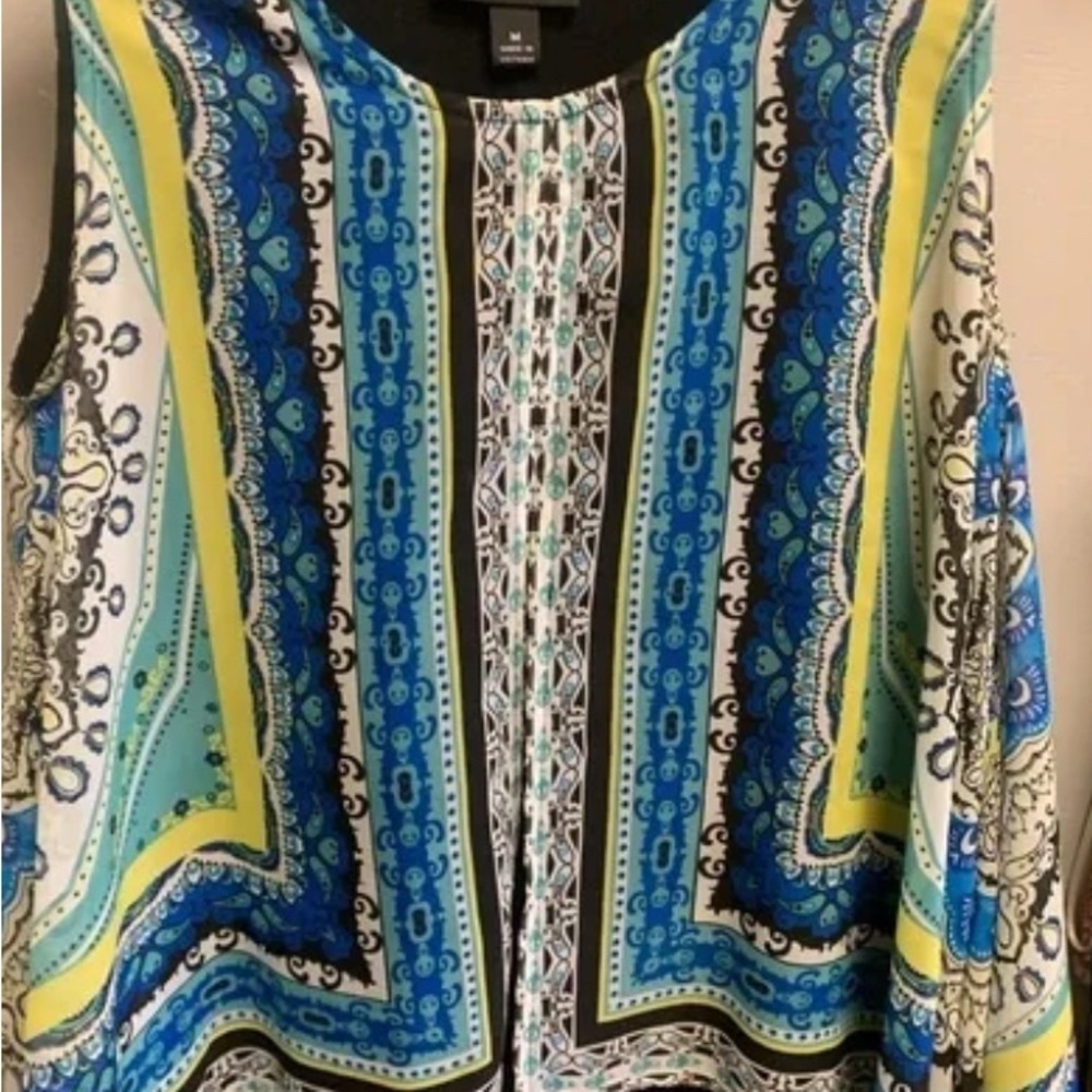AB Studio Vibrant Blue and Yellow Chevron Poncho